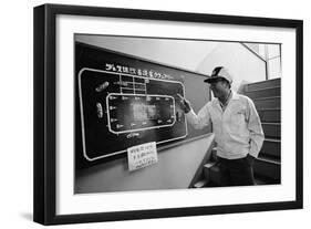 Founder of Honda, Soichura Honda Pointing to Car Race Model, Tokyo, Japan, 1967-Takeyoshi Tanuma-Framed Photographic Print