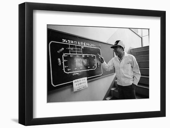Founder of Honda, Soichura Honda Pointing to Car Race Model, Tokyo, Japan, 1967-Takeyoshi Tanuma-Framed Premium Photographic Print