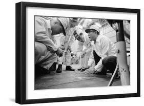 Founder of Honda, Soichura Honda Speaking to Engineers at Honda Plant, Tokyo, Japan, 1967-Takeyoshi Tanuma-Framed Photographic Print