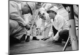 Founder of Honda, Soichura Honda Speaking to Engineers at Honda Plant, Tokyo, Japan, 1967-Takeyoshi Tanuma-Mounted Photographic Print