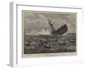 Foundering of the Union Company's Mail Steam-Ship American, the Boats Leaving the Ship-null-Framed Giclee Print