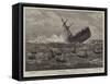 Foundering of the Union Company's Mail Steam-Ship American, the Boats Leaving the Ship-null-Framed Stretched Canvas