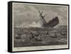 Foundering of the Union Company's Mail Steam-Ship American, the Boats Leaving the Ship-null-Framed Stretched Canvas