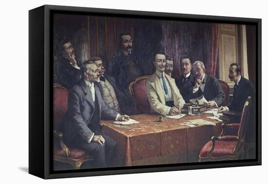 Founders of Fiat-Lorenzo Delleani-Framed Stretched Canvas