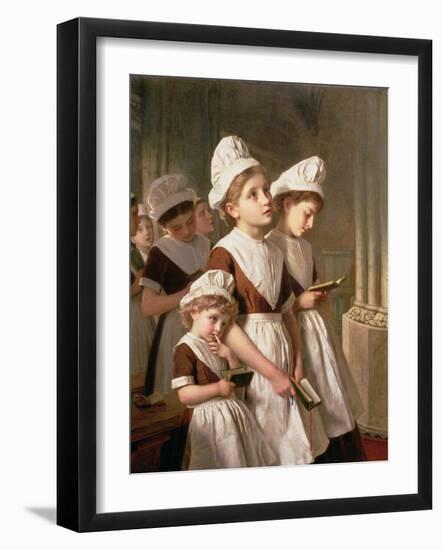 Foundling Girls at Prayer in the Chapel, C.1877-Sophie Anderson-Framed Giclee Print