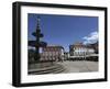 Fountain and Cafes on the Public Camoes Square (Largo De Camoes), Ponte De Lima, Minho, Portugal, E-Stuart Forster-Framed Photographic Print