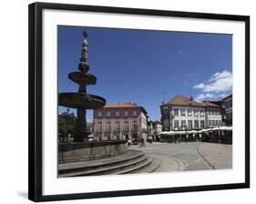 Fountain and Cafes on the Public Camoes Square (Largo De Camoes), Ponte De Lima, Minho, Portugal, E-Stuart Forster-Framed Photographic Print