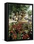 Fountain and Flower Market, Place Aux Aires, Grasse, Alpes-Maritimes, Provence, France-Adina Tovy-Framed Stretched Canvas