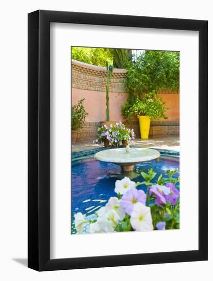 Fountain and Flowers in the Majorelle Gardens (Gardens of Yves Saint-Laurent)-Matthew Williams-Ellis-Framed Photographic Print