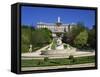 Fountain and Gardens in Front of the Royal Palace, in Madrid, Spain, Europe-Nigel Francis-Framed Stretched Canvas