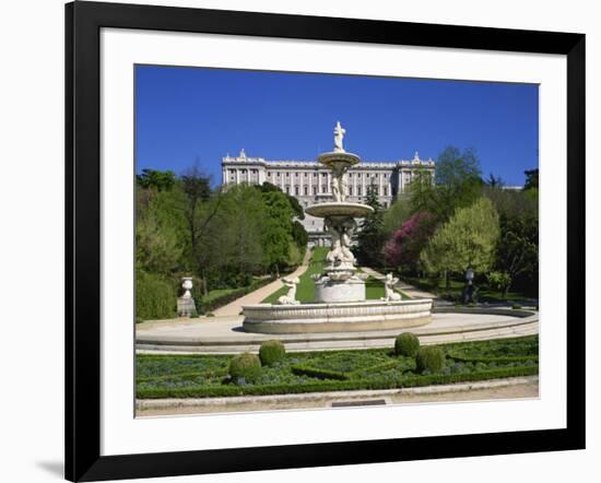 Fountain and Gardens in Front of the Royal Palace, in Madrid, Spain, Europe-Nigel Francis-Framed Photographic Print