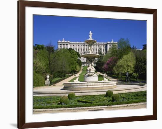 Fountain and Gardens in Front of the Royal Palace, in Madrid, Spain, Europe-Nigel Francis-Framed Photographic Print