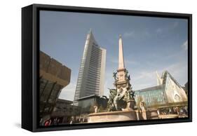 Fountain and Monument, Augustus Plaza, Leipzig, Germany-Dave Bartruff-Framed Stretched Canvas