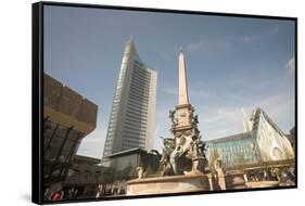 Fountain and Monument, Augustus Plaza, Leipzig, Germany-Dave Bartruff-Framed Stretched Canvas