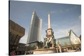 Fountain and Monument, Augustus Plaza, Leipzig, Germany-Dave Bartruff-Stretched Canvas