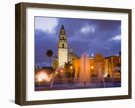 Fountain and Museum of Man in Balboa Park, San Diego, California-null-Framed Photographic Print