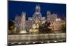 Fountain and Plaza De Cibeles Palace (Palacio De Comunicaciones) at Dusk, Plaza De Cibeles, Madrid-Charles Bowman-Mounted Photographic Print