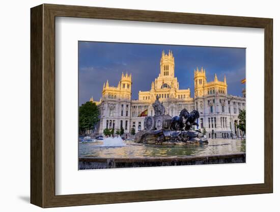 Fountain and Plaza De Cibeles Palace (Palacio De Comunicaciones), Plaza De Cibeles, Madrid-Charles Bowman-Framed Photographic Print