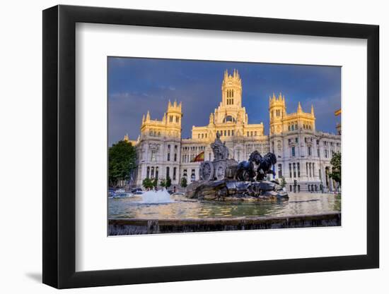 Fountain and Plaza De Cibeles Palace (Palacio De Comunicaciones), Plaza De Cibeles, Madrid-Charles Bowman-Framed Photographic Print