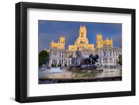 Fountain and Plaza De Cibeles Palace (Palacio De Comunicaciones), Plaza De Cibeles, Madrid-Charles Bowman-Framed Photographic Print