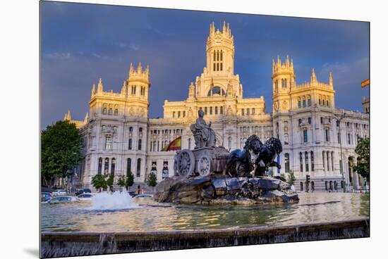 Fountain and Plaza De Cibeles Palace (Palacio De Comunicaciones), Plaza De Cibeles, Madrid-Charles Bowman-Mounted Premium Photographic Print