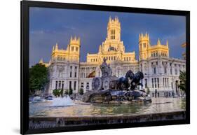 Fountain and Plaza De Cibeles Palace (Palacio De Comunicaciones), Plaza De Cibeles, Madrid-Charles Bowman-Framed Premium Photographic Print