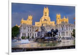 Fountain and Plaza De Cibeles Palace (Palacio De Comunicaciones), Plaza De Cibeles, Madrid-Charles Bowman-Framed Photographic Print