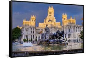 Fountain and Plaza De Cibeles Palace (Palacio De Comunicaciones), Plaza De Cibeles, Madrid-Charles Bowman-Framed Stretched Canvas
