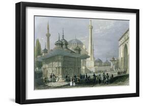 Fountain and Square of St. Sophia Istanbul-William Henry Bartlett-Framed Giclee Print