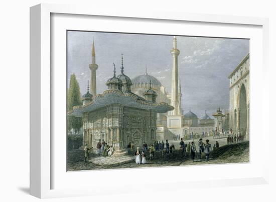 Fountain and Square of St. Sophia Istanbul-William Henry Bartlett-Framed Giclee Print