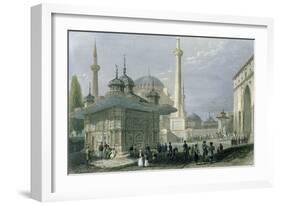 Fountain and Square of St. Sophia Istanbul-William Henry Bartlett-Framed Giclee Print