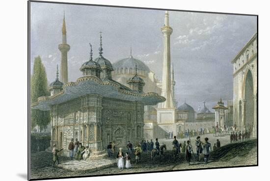 Fountain and Square of St. Sophia Istanbul-William Henry Bartlett-Mounted Giclee Print