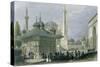 Fountain and Square of St. Sophia Istanbul-William Henry Bartlett-Stretched Canvas