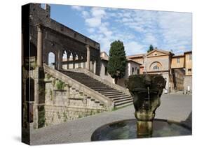 Fountain and Terrace of the Pope's Palace in Viterbo, Lazio, Italy, Europe-Vincenzo Lombardo-Stretched Canvas