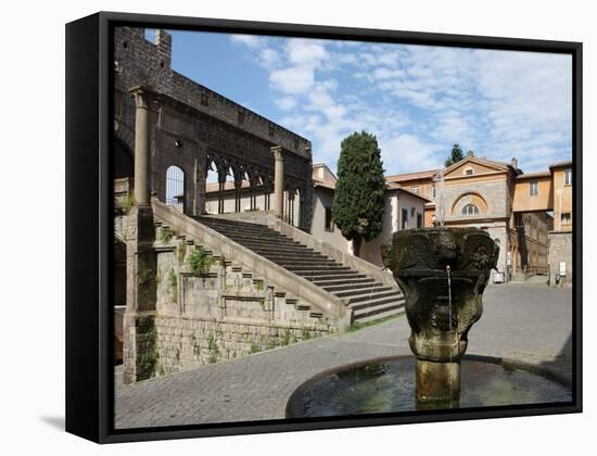 Fountain and Terrace of the Pope's Palace in Viterbo, Lazio, Italy, Europe-Vincenzo Lombardo-Framed Stretched Canvas