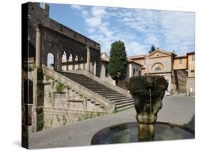 Fountain and Terrace of the Pope's Palace in Viterbo, Lazio, Italy, Europe-Vincenzo Lombardo-Stretched Canvas