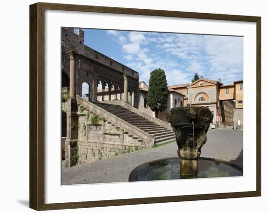 Fountain and Terrace of the Pope's Palace in Viterbo, Lazio, Italy, Europe-Vincenzo Lombardo-Framed Photographic Print