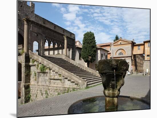 Fountain and Terrace of the Pope's Palace in Viterbo, Lazio, Italy, Europe-Vincenzo Lombardo-Mounted Photographic Print