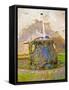 Fountain and Urn with Water and Moss at Chateau Saint Cosme, Gigondas, Vaucluse-Per Karlsson-Framed Stretched Canvas