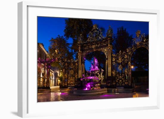 Fountain at a Square, Place Stanislas, Nancy, Meurthe-Et-Moselle, Lorraine, France-null-Framed Photographic Print