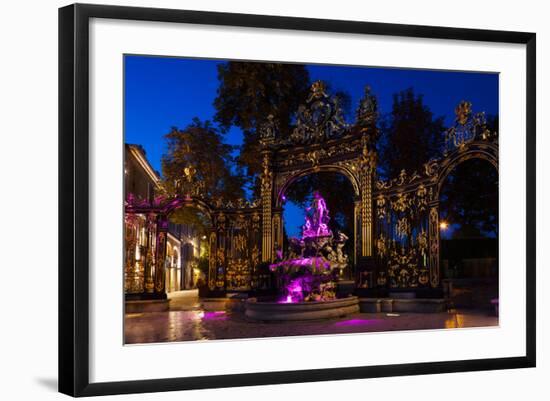 Fountain at a Square, Place Stanislas, Nancy, Meurthe-Et-Moselle, Lorraine, France-null-Framed Photographic Print