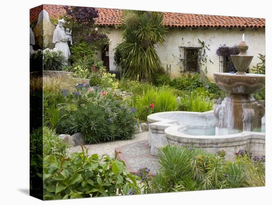 Fountain at Mission San Carlos Borromeo, Carmel-By-The-Sea, Monterey County, California, United Sta-Richard Cummins-Stretched Canvas