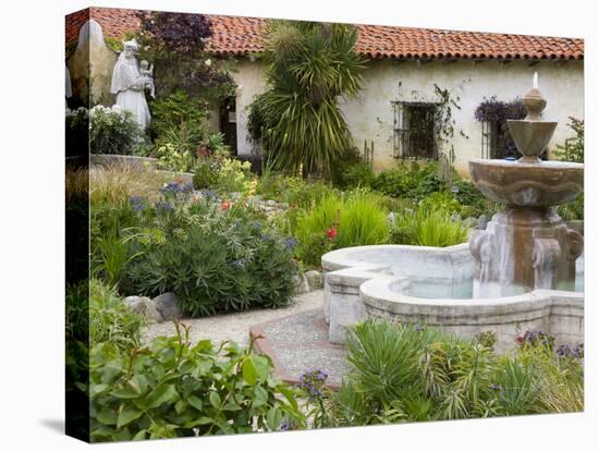 Fountain at Mission San Carlos Borromeo, Carmel-By-The-Sea, Monterey County, California, United Sta-Richard Cummins-Stretched Canvas