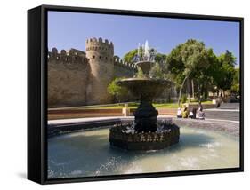 Fountain at the Gated City Wall, UNESCO World Heritage Site, Baku, Azerbaijan, Central Asia, Asia-Michael Runkel-Framed Stretched Canvas