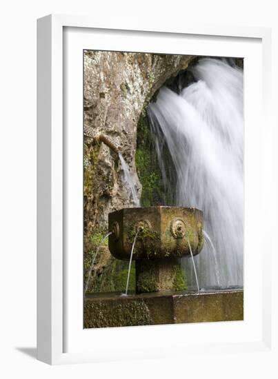 Fountain at the Holy Cave of Covadong, Asturias, Northern Spain-David R. Frazier-Framed Photographic Print