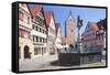 Fountain at the Marketplace with Wornitz Turm Tower-Marcus-Framed Stretched Canvas