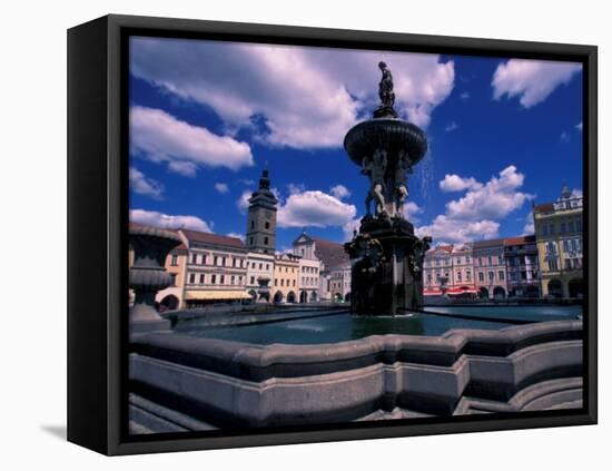 Fountain, Ceske Budejovice, Czech Republic-David Herbig-Framed Stretched Canvas