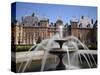 Fountain, Chateau, EU, Normandy, France-Alex Bartel-Stretched Canvas