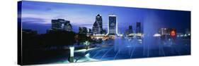 Fountain, Cityscape, Night, Jacksonville, Florida, USA-null-Stretched Canvas