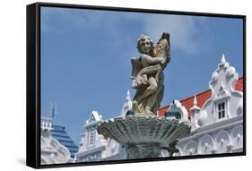 Fountain in Central Square of Oranjestad, Aruba, Netherlands Antilles-null-Framed Stretched Canvas